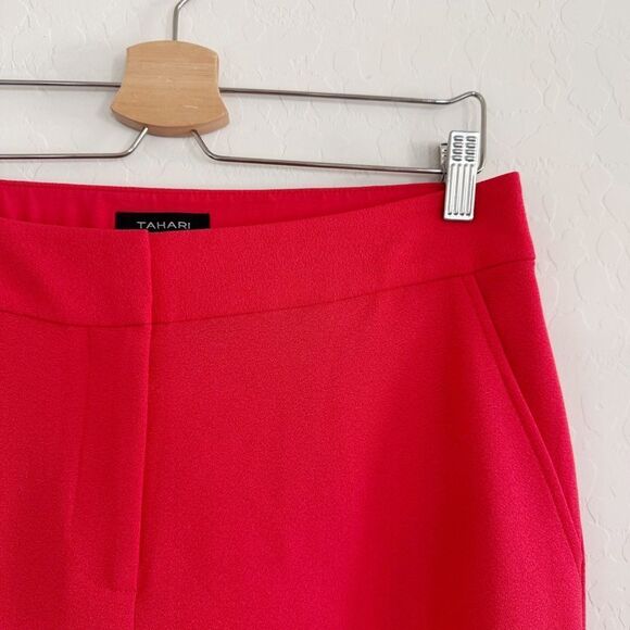 Tahari ASL Women's Wide-Leg Crepe Pants in Red Size 8 - Picture 6 of 11
